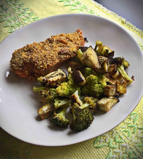 Cornflake Chicken with Roasted Vegetables